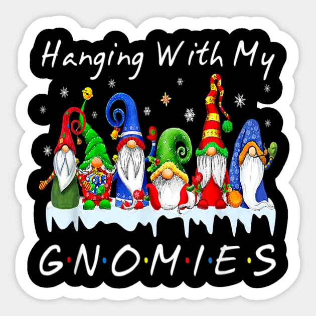 Hanging With My Gnomies Christmas Sticker by Buleskulls 